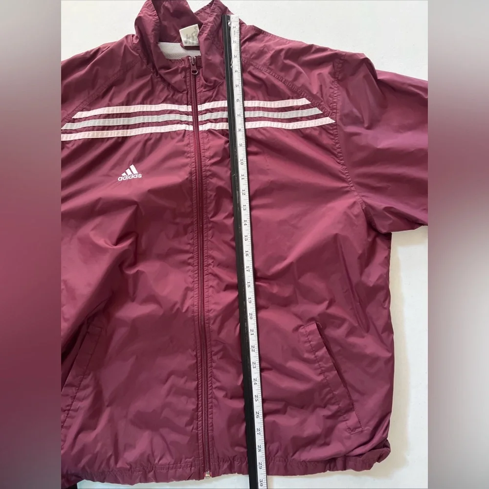 Vintage Adidas Windbreaker Jacket Men’s Large Maroon 3 Stripe Full Zip AWV004